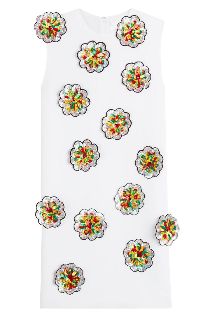 Victoria, Victoria Beckham Victoria, Victoria Beckham Crepe Shift Dress With Sequin Flower Applique