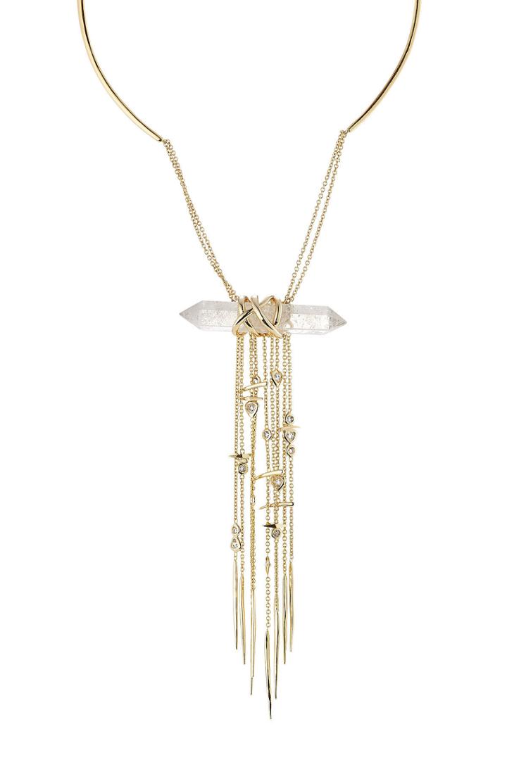 Alexis Bittar Alexis Bittar Collar Necklace With Crystal And Chain Pendant