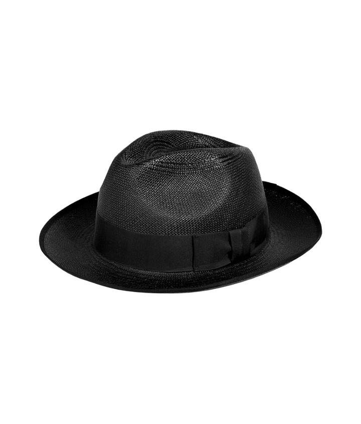 Paul Smith Accessories Black Straw Panama Fedora Hat