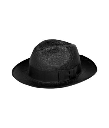 Paul Smith Accessories Black Straw Panama Fedora Hat