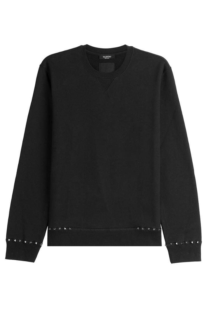 Valentino Valentino Rockstud Untitled Cotton Sweatshirt - Black
