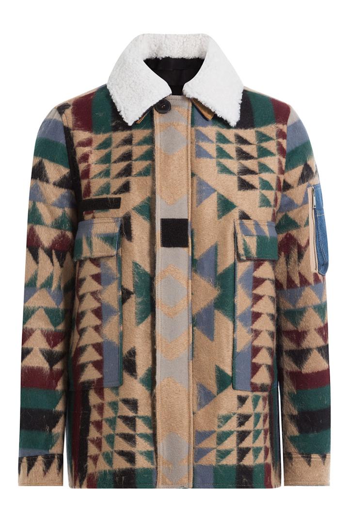 Valentino Valentino Virgin Wool- Mohair Blend Printed Jacket - Multicolor