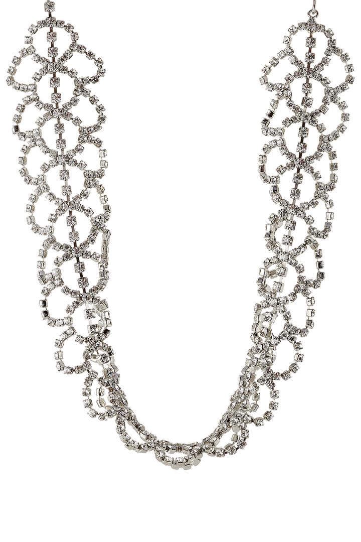 Kenneth Jay Lane Kenneth Jay Lane Woven Crystal Embellished Choker - Silver