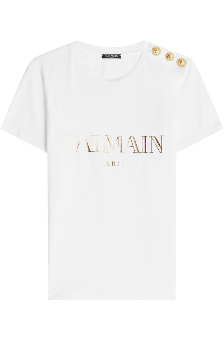 Balmain Balmain Cotton T-shirt With Embossed Buttons