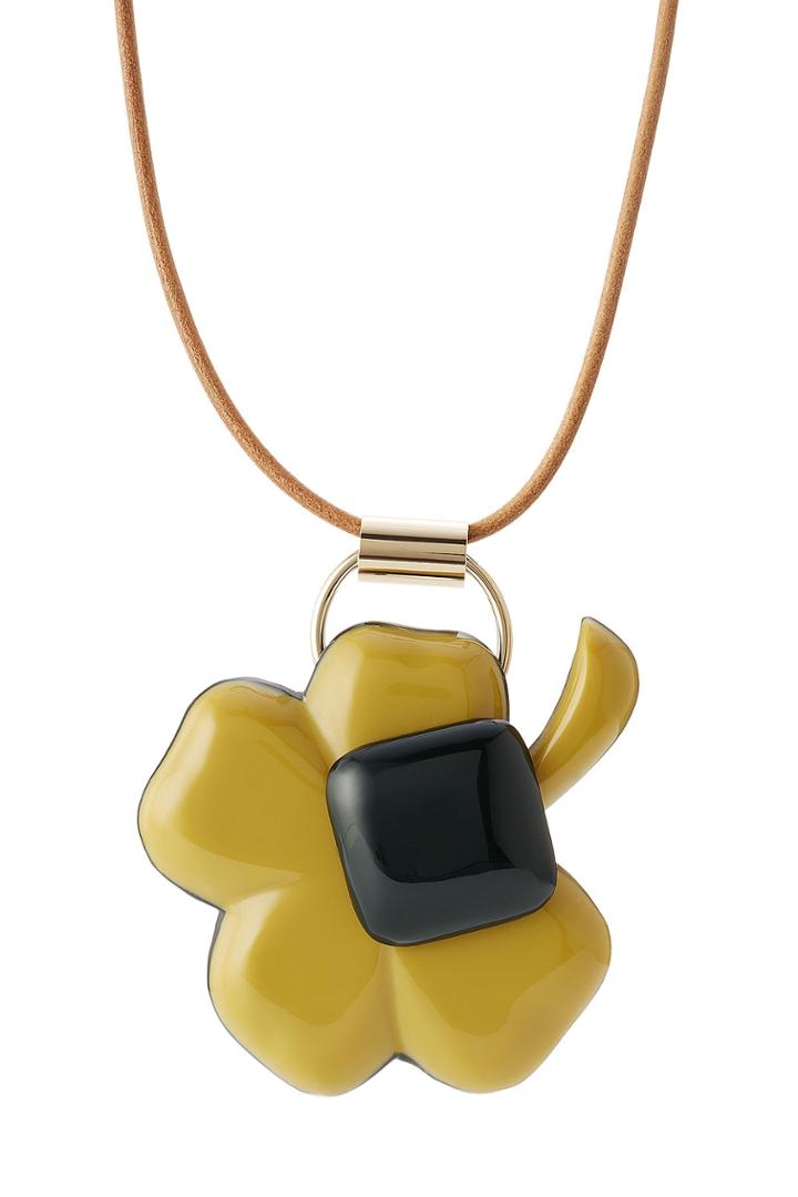 Marni Marni Leather Necklace With Pendant - Brown