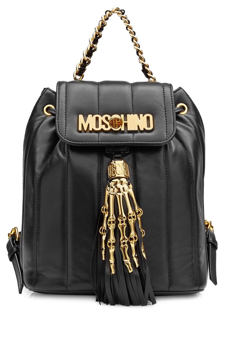 Moschino Moschino Leather Backpack With Gilded Hardware - Black