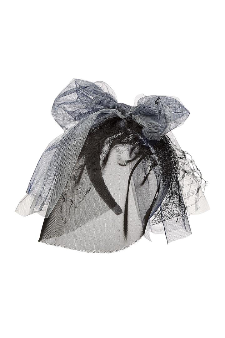 Maison Michel Maison Michel Headband With Mesh Veil, Lace And Oversize Bow - Multicolor