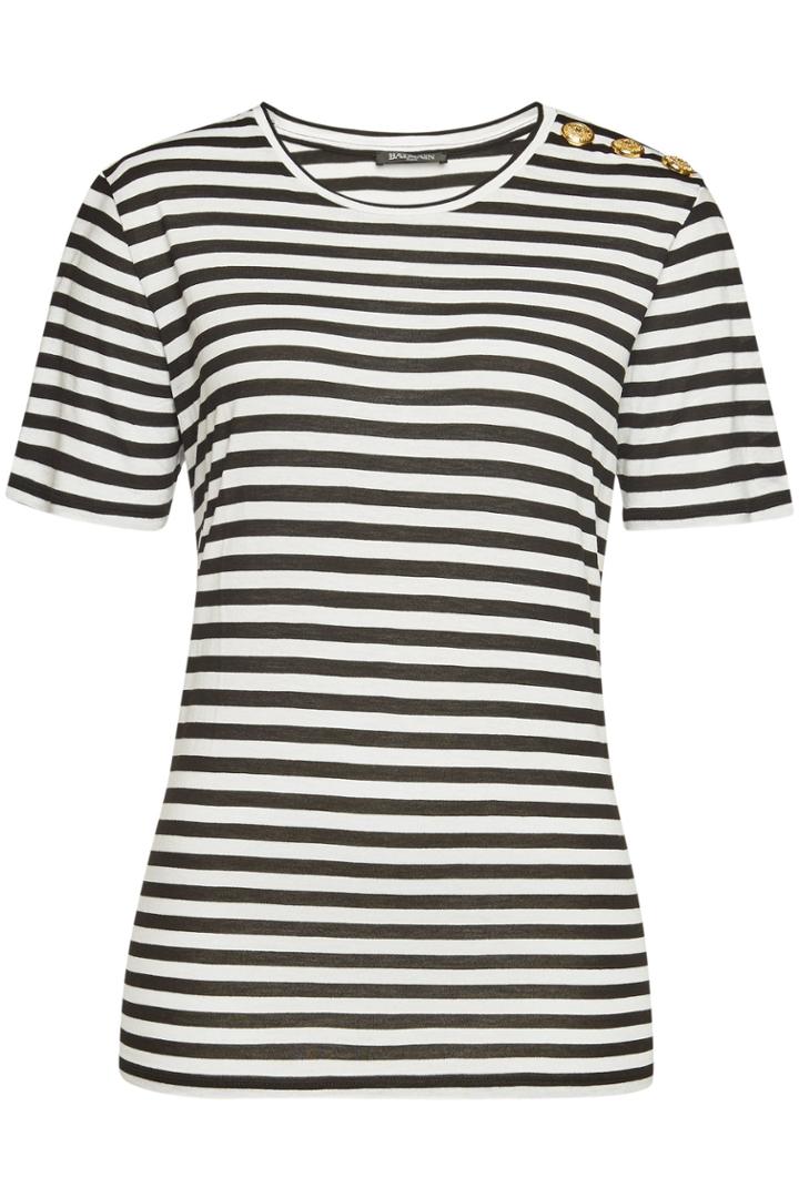 Balmain Balmain Striped T-shirt With Embossed Buttons