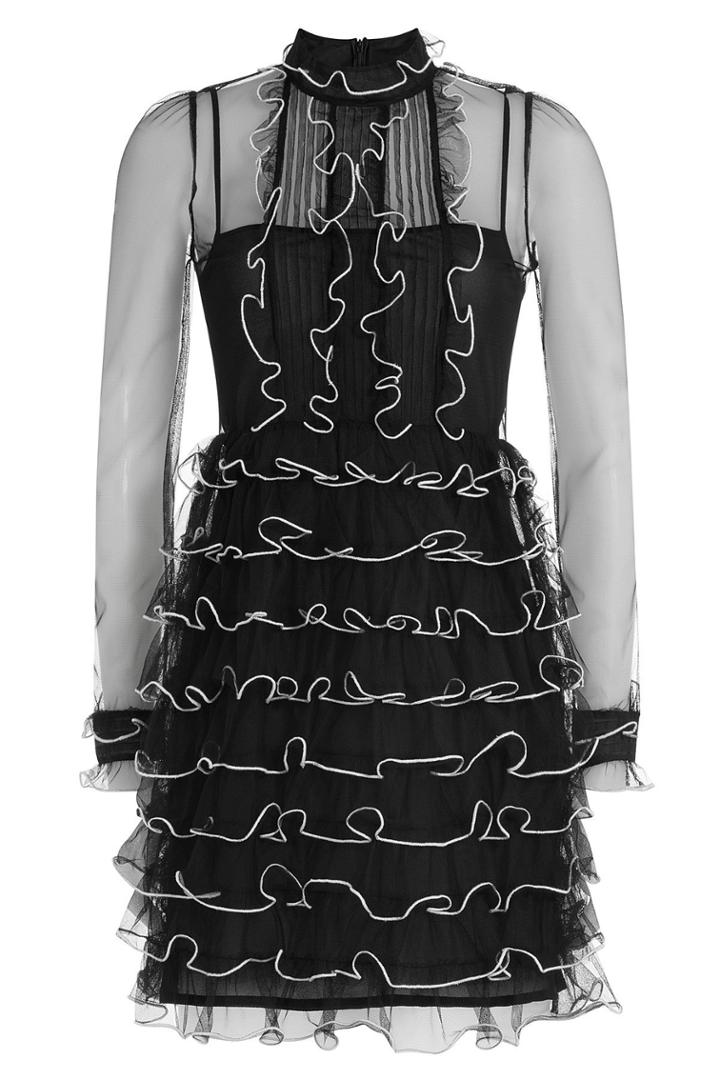 R.e.d. Valentino R.e.d. Valentino Sheer Panel Dress With Ruffle Trim