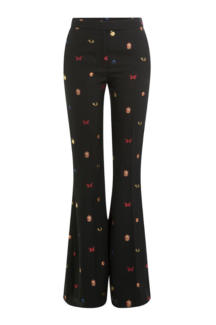 Alexander Mcqueen Alexander Mcqueen Wide Leg Pants With Embroidered Motifs