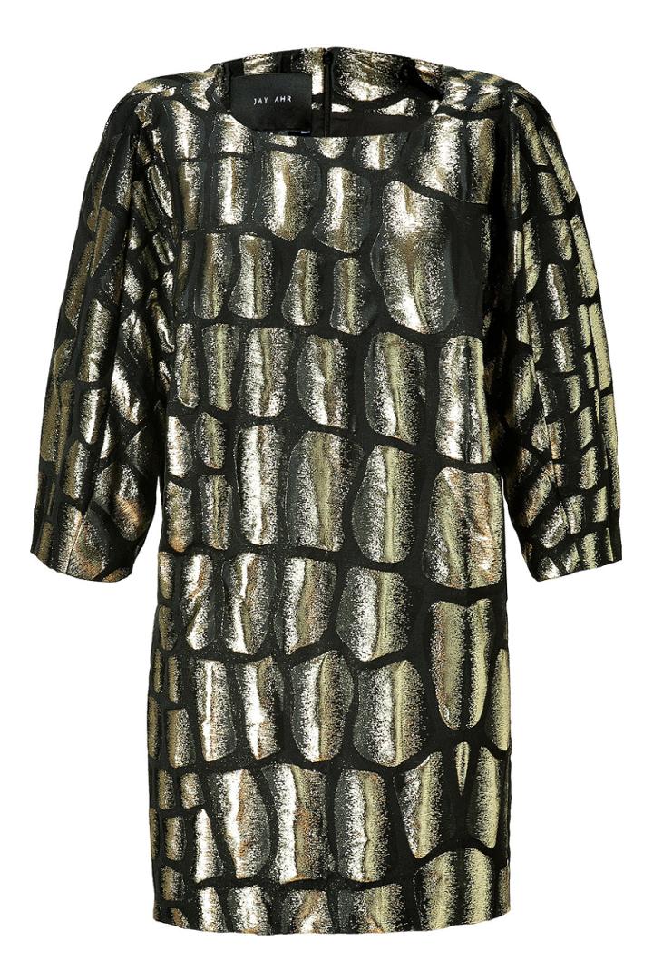 Jay Ahr Jay Ahr Gold And Black Brocade Dress