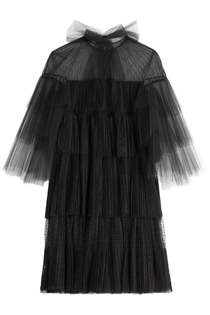 Valentino Valentino Tiered Tulle Dress With Point D'esprit