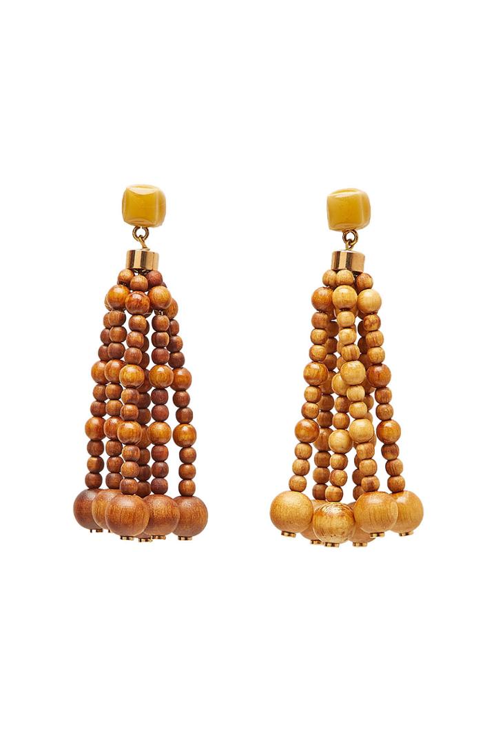 Jacquemus Jacquemus Les Perles Nour Wood Fringe Earrings