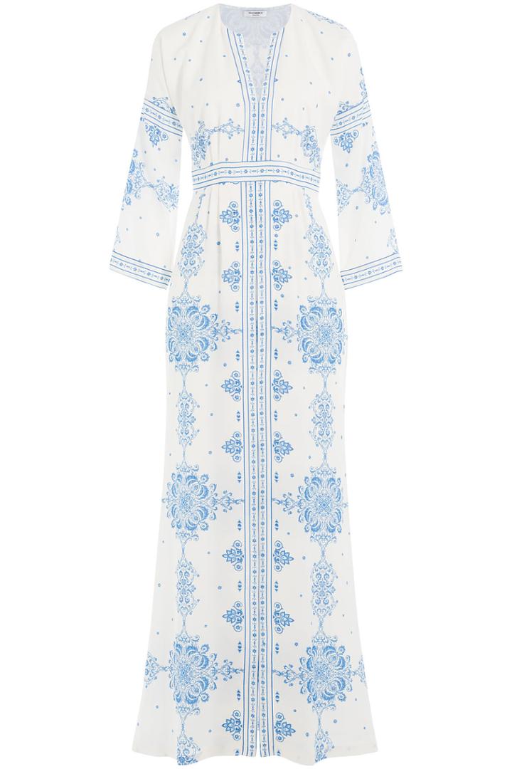 Vilshenko Vilshenko Embroidered Silk Maxi Dress