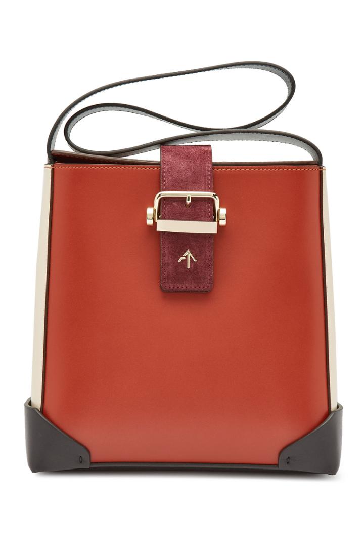 Manu Atelier Manu Atelier Trapeze Leather Handbag With Suede