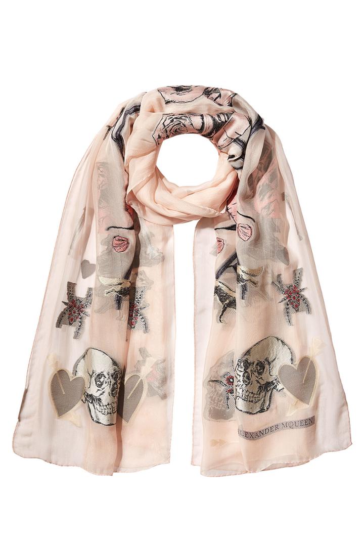 Alexander Mcqueen Alexander Mcqueen Floral Skull Print Scarf