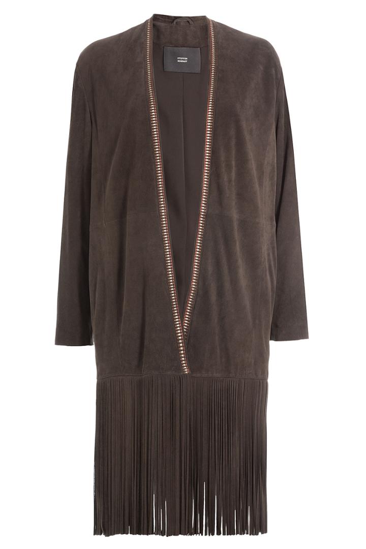 Steffen Schraut Steffen Schraut Suede Coat With Fringe - Brown