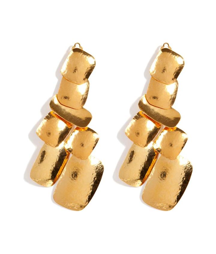 Herv? Van Der Straeten Hammered Gold-plated Yucata Earrings