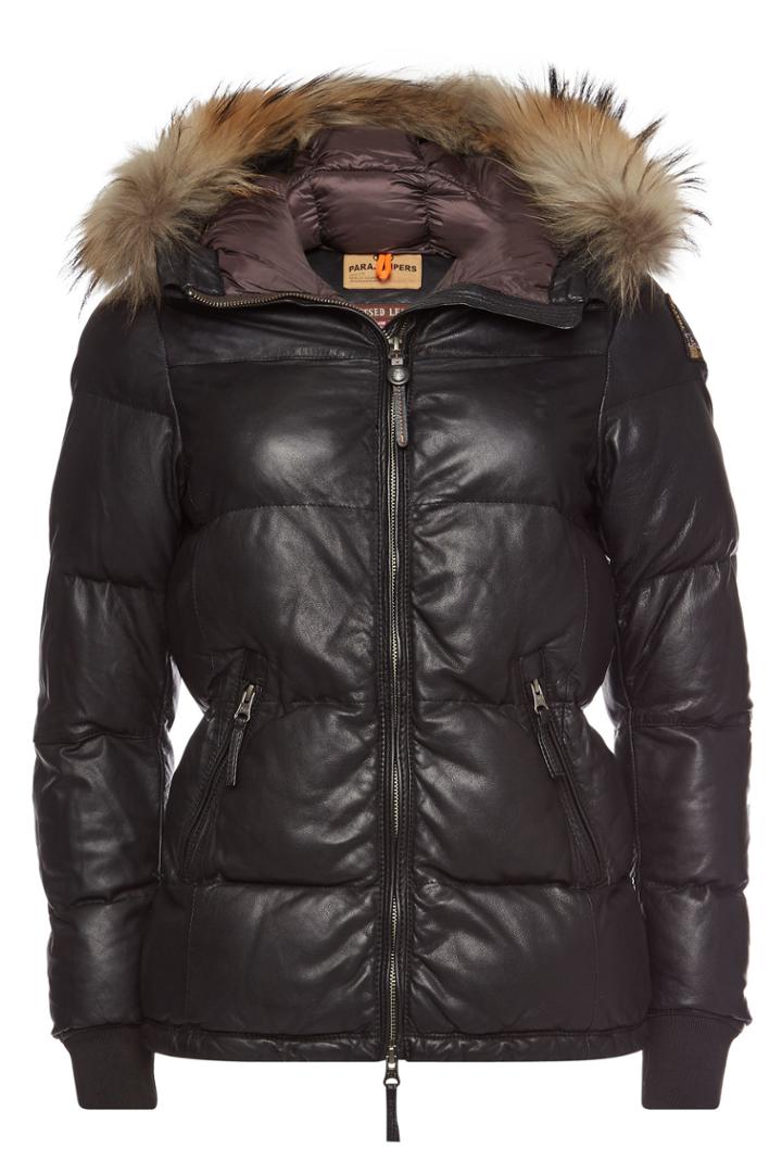 Parajumpers Parajumpers Scarlet Leather Jacket With Fur-trimmed Hood