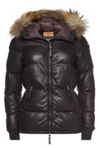 Parajumpers Parajumpers Scarlet Leather Jacket With Fur-trimmed Hood
