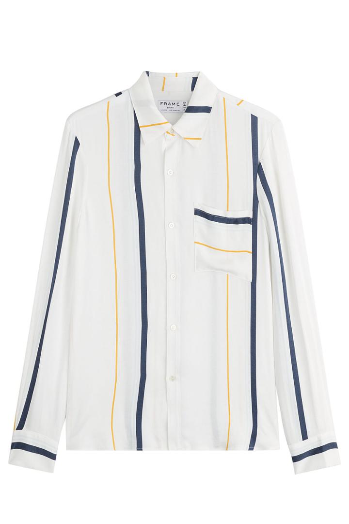 Frame Denim Frame Denim Striped Blouse With Silk - White