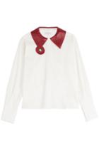 J.w. Anderson Crepe Blouse With Leather Collar
