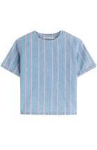 T By Alexander Wang Cropped Denim Top With Stripes