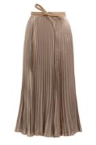 Valentino Valentino Pleated Velvet Skirt With Silk - Beige