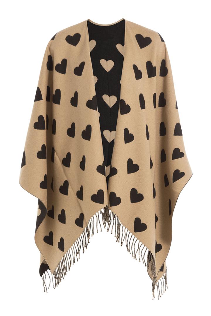 Burberry London Burberry London Heart Printed Wool Cape - Brown