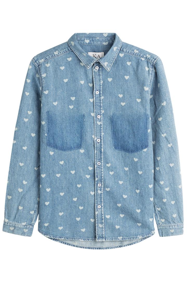 Zoe Karssen Zoe Karssen Hearts All Over Classic Denim Shirt - Blue