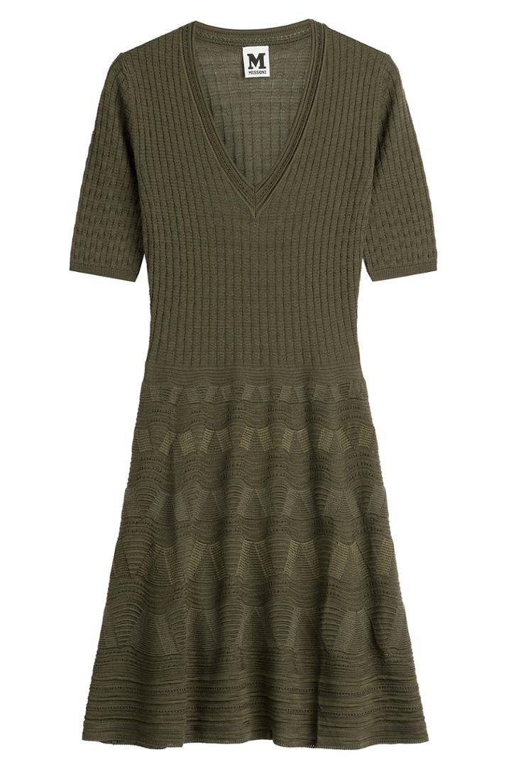 M Missoni M Missoni Patterned Knit Dress - Green
