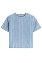 T By Alexander Wang T By Alexander Wang Cropped Denim Top With Stripes - Blue