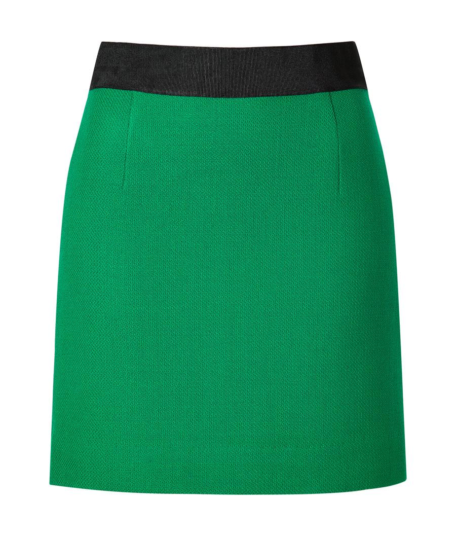 Milly Wool Pencil Mini Skirt In Emerald | LookMazing
