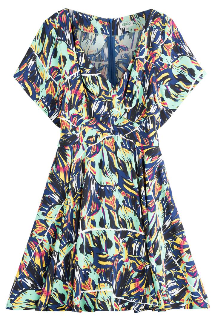 Kenzo Torn Flowers Crepe Dress