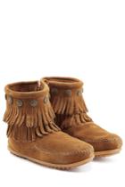Minnetonka Minnetonka Concho Fringed Suede Ankle Boots With Studs