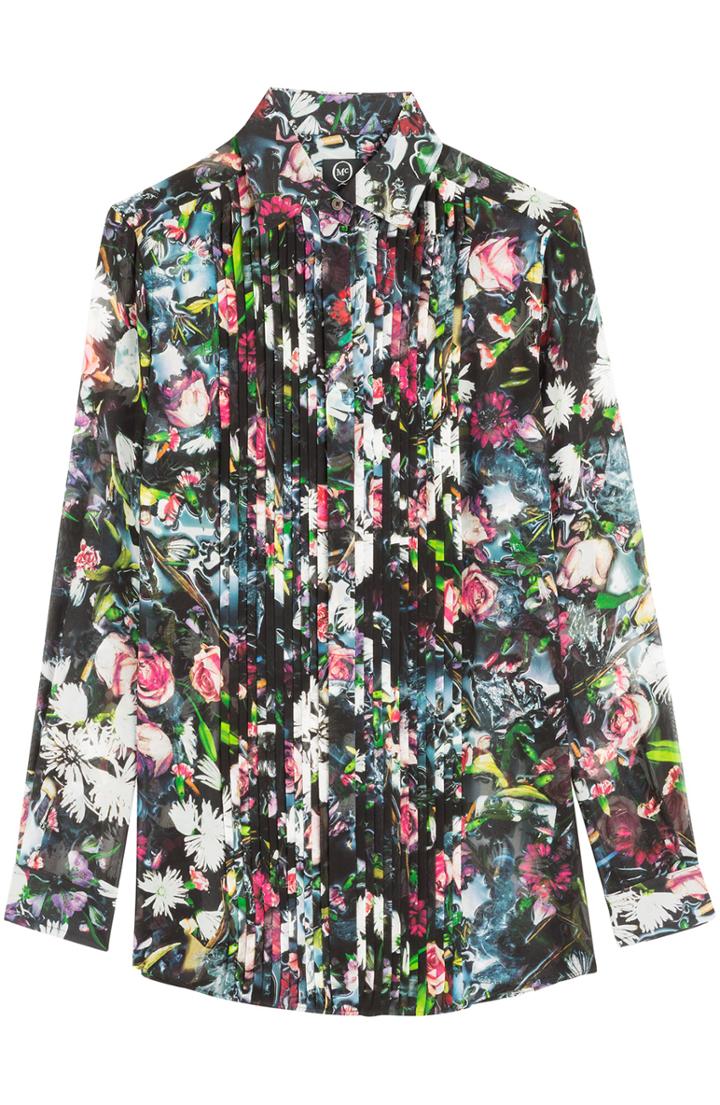 Mcq Alexander Mcqueen Printed Georgette Pleated Tunic