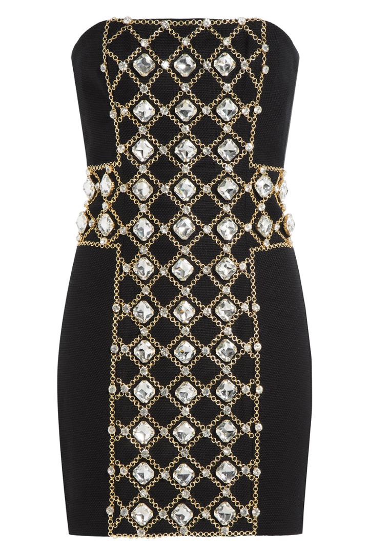 Balmain Balmain Jewel Embellished Strapless Dress - Multicolored