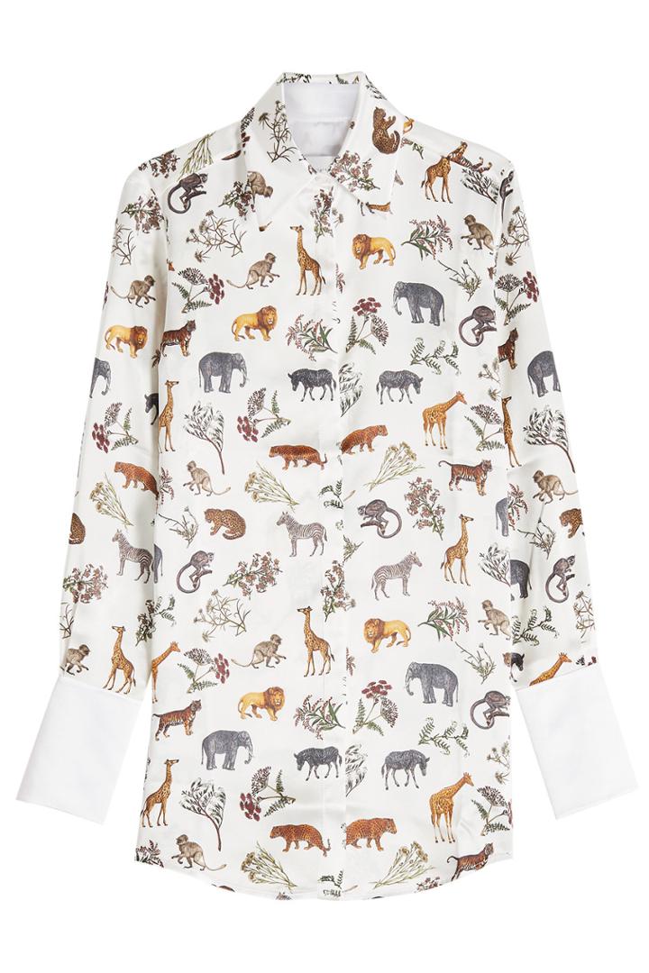 Victoria Victoria Beckham Victoria Victoria Beckham Printed Silk Grandad Shirt