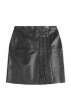 Paule Ka Leather Skirt With Pleats