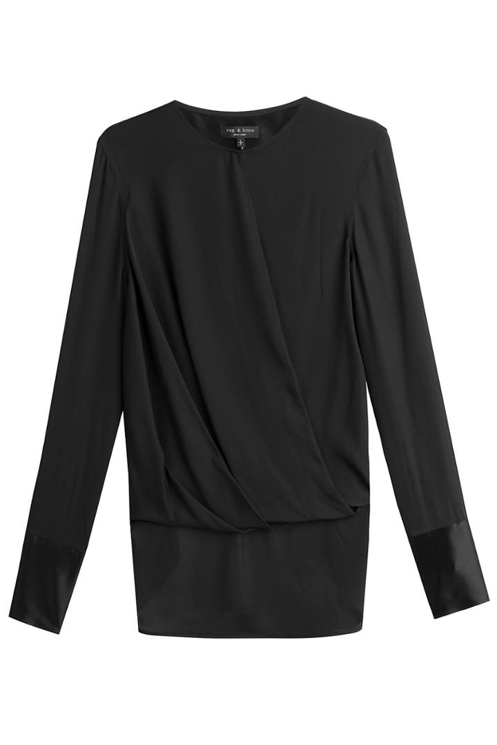 Rag & Bone Rag & Bone Draped Silk Top - Black