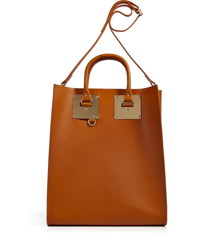 Sophie Hulme Tan Leather Convertible Tote