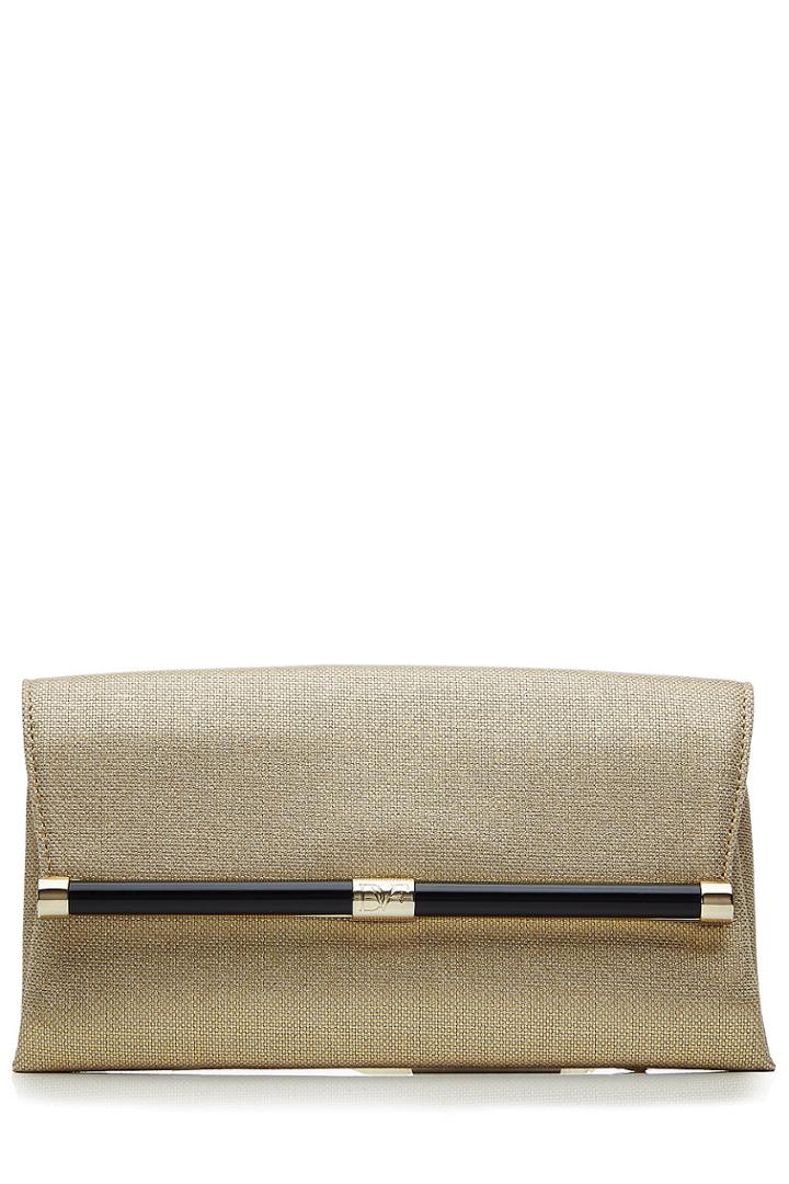 Diane Von Furstenberg Diane Von Furstenberg Metallic Linen Envelope Clutch - Gold