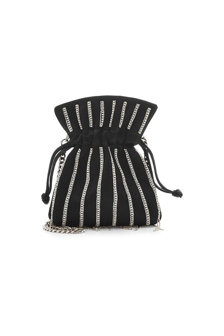 Les Petits Joueurs Les Petits Joueurs Nano Trilly Disco Stripes Embellished Satin Pouch