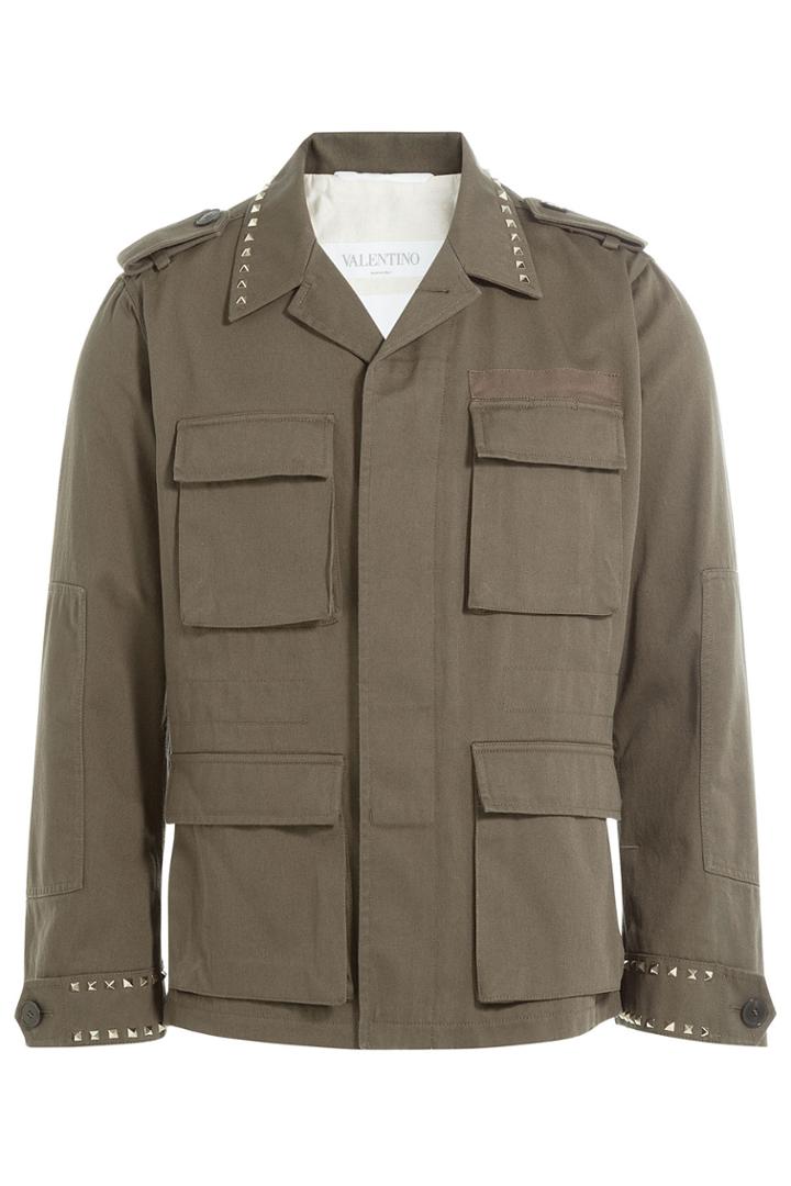 Valentino Valentino Rockstud Saharianna Cotton Jacket - Green
