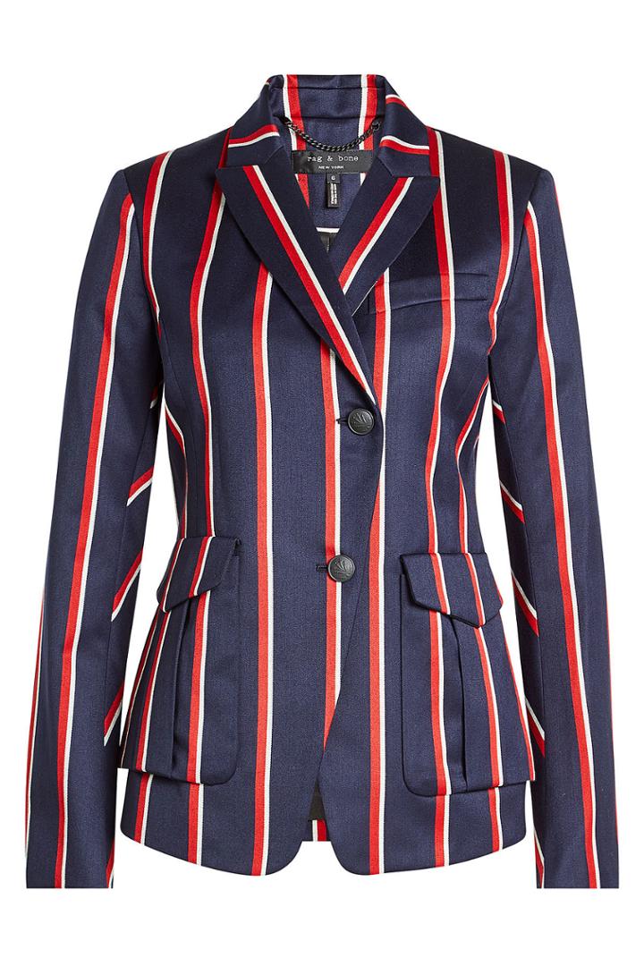 Rag & Bone Rag & Bone Printed Wool And Cotton Blazer