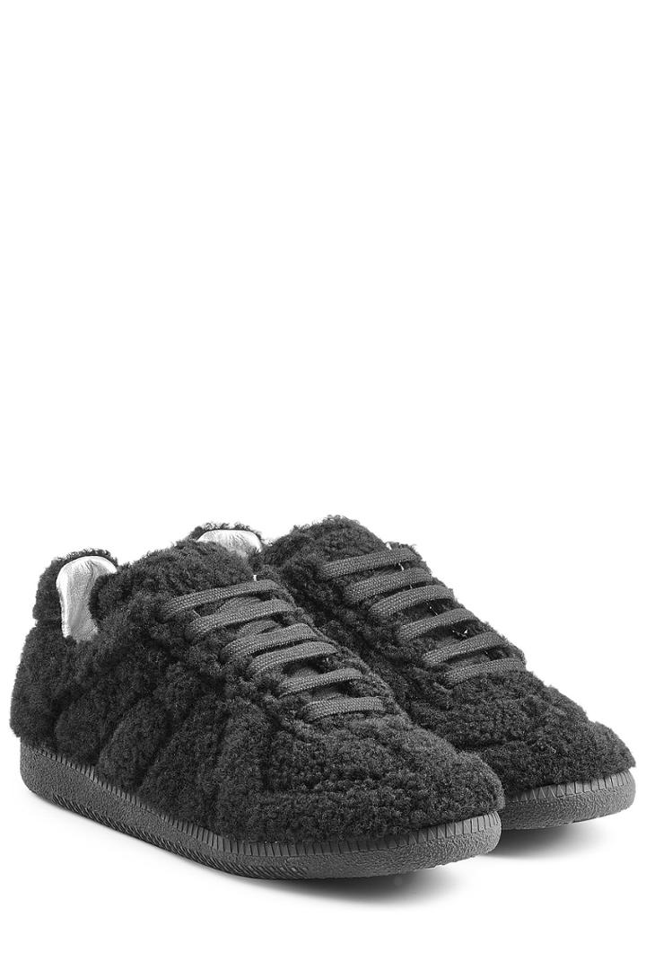 Maison Margiela Maison Margiela Leather And Shearling Sneakers - Black