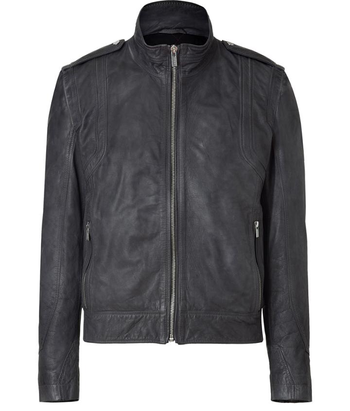 Hugo Charcoal Leather Jacket