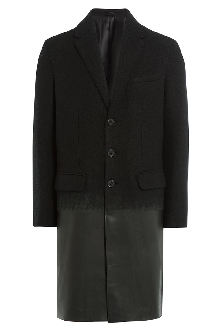 Neil Barrett Neil Barrett Virgin Wool Coat With Leather - Black