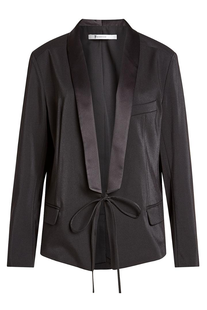 T By Alexander Wang T By Alexander Wang Satin Jacket With Self-tie Front - Black