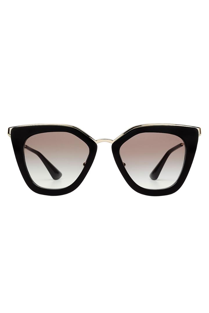 Prada Prada Geometric Cat Eye Sunglasses - Black